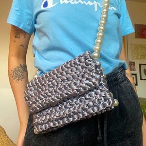 Pearly custom made crossbody clutch